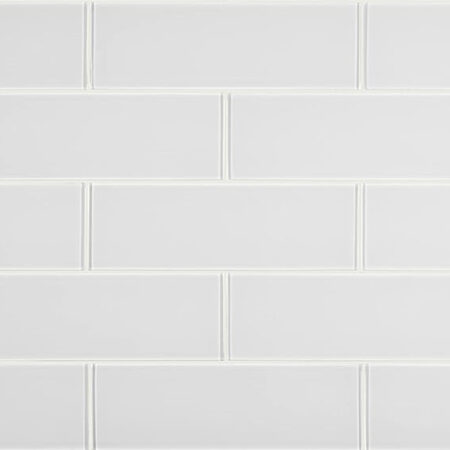4"x12" Glossy White Glass Tile