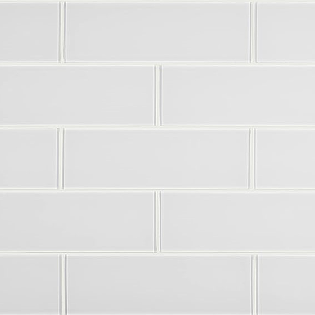 4"x12" Glossy White Glass Tile